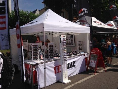 Der Bliz-Stand am Expo-Gelände Ironman Frankfurt 2014